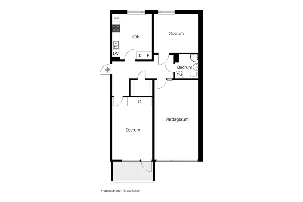 Floor Plan - Renovated Flat with Balcony in Sundsvall