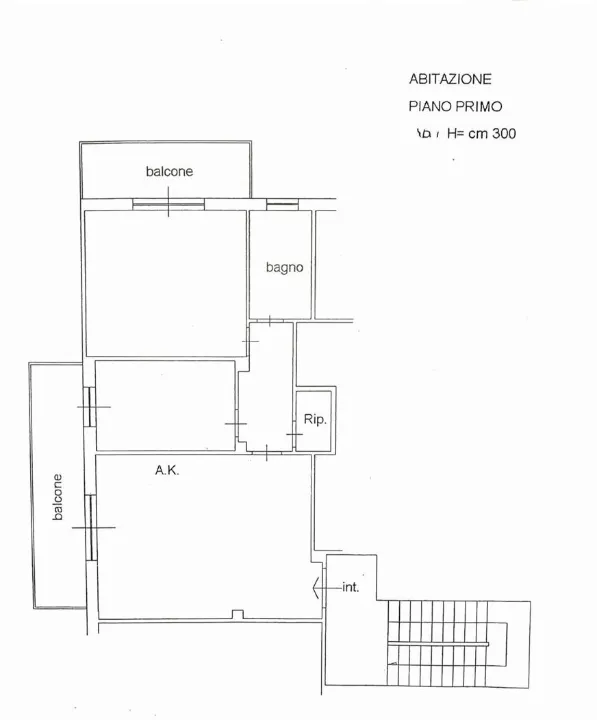 Floor Plan - Rented Apartment with Balconies in Rome