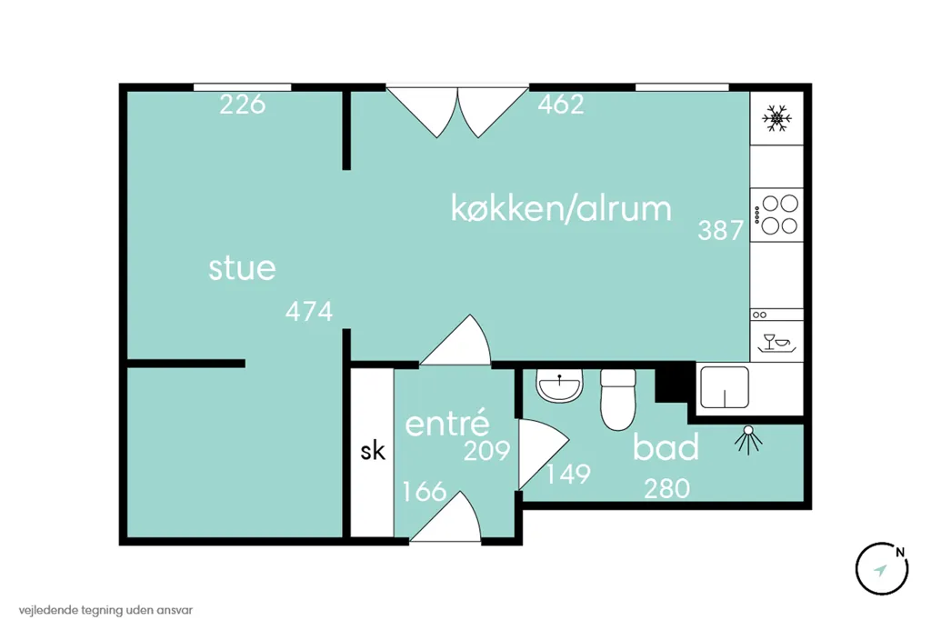 Plan - Appartement 2 pièces à Brabrand