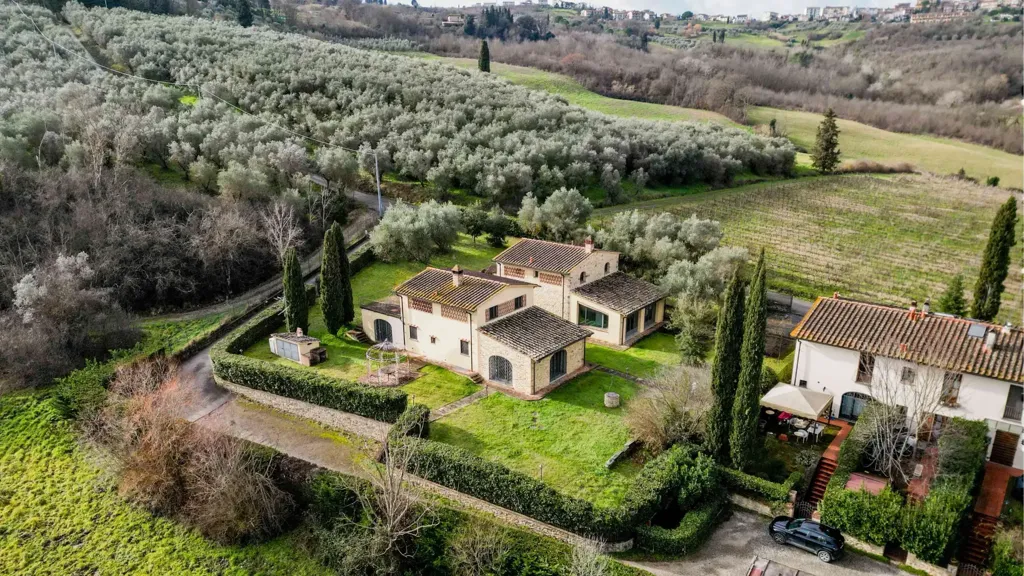 Aerial - Rustic Complex with Garden in Montespertoli
