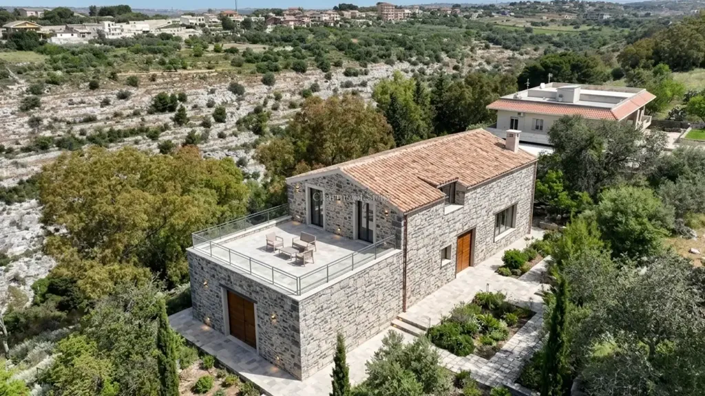 Vue aérienne - Independent House with Panoramic View in Modica
