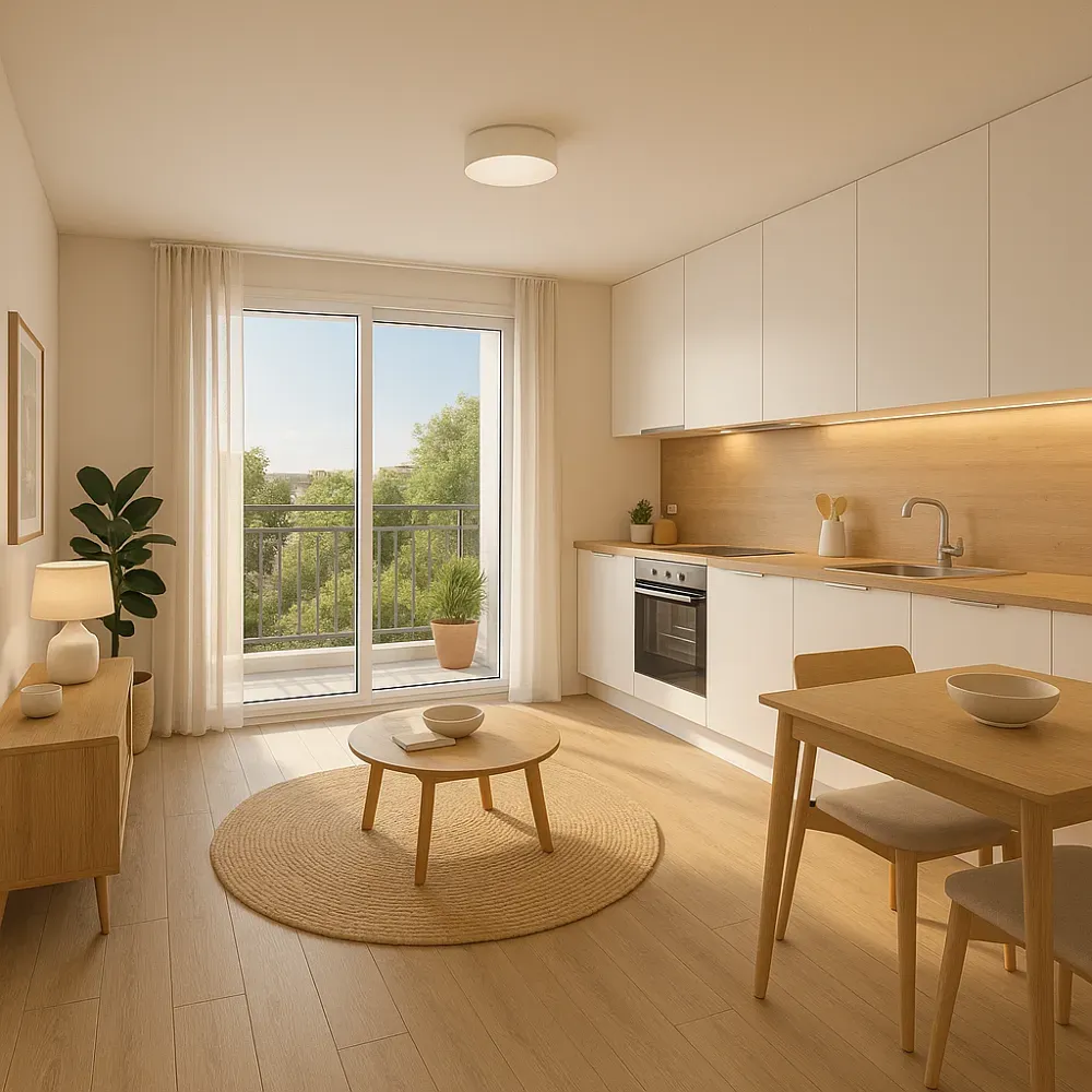 Séjour - Appartement Contemporain avec Loggia à Montpellier