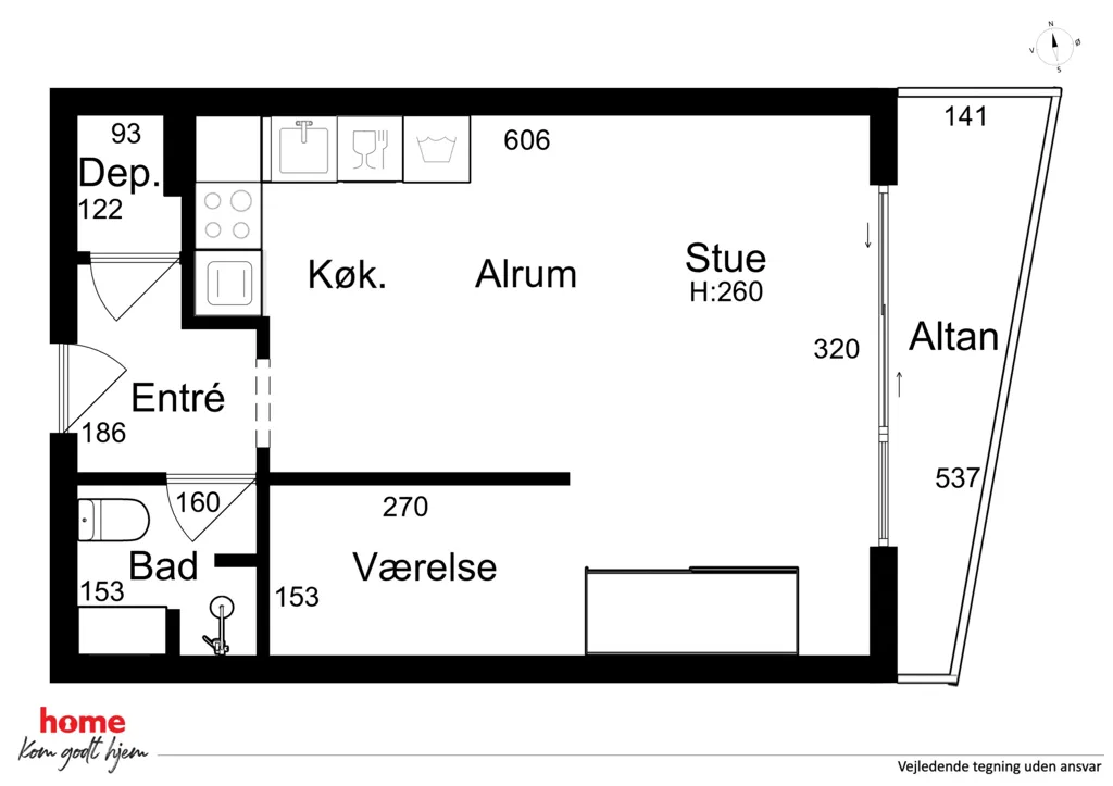 Plaan - 1-toaline korter asukohas København V
