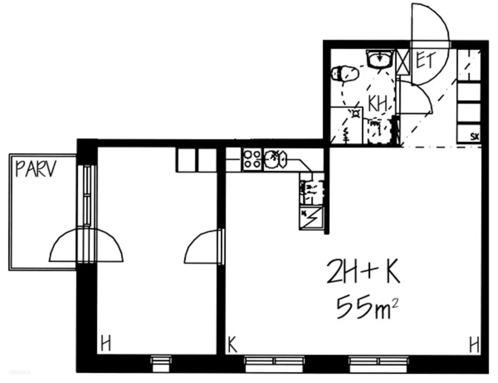 Plan - Two-Room Apartment with West-Facing Balcony in Vantaa