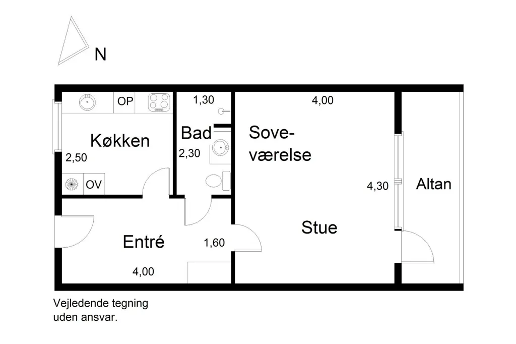 Planimetria - One-Bedroom Flat with Garden View in Esbjerg
