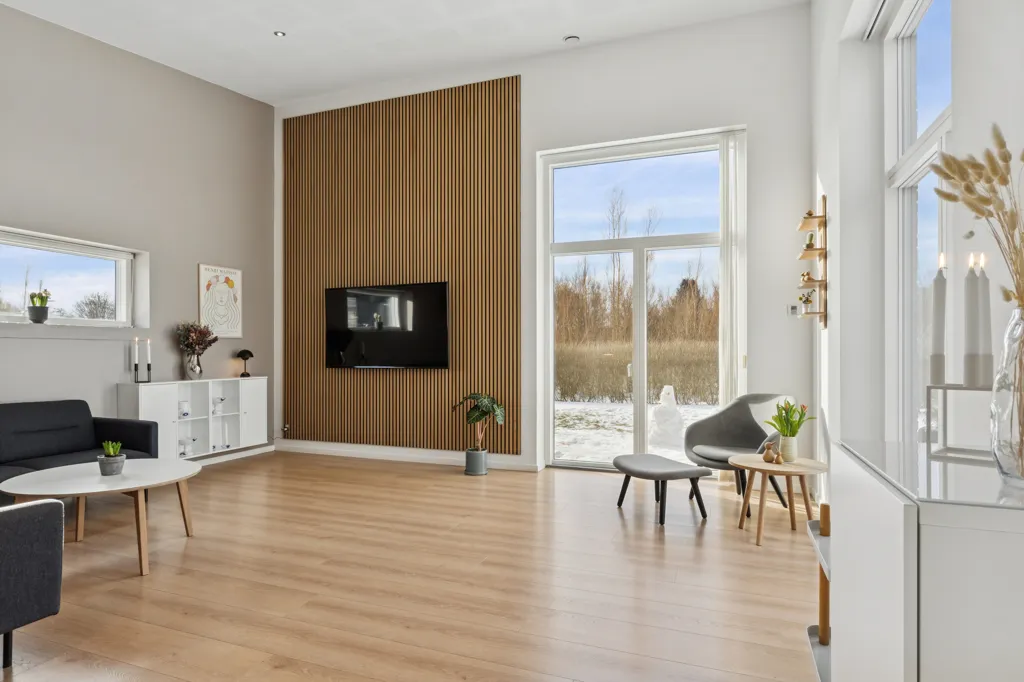 Séjour - Modern Villa with Lofted Living Room in Viborg