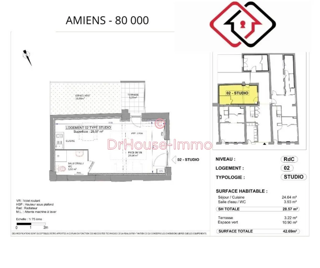 Floor Plan - Studio with Outdoor Space in Amiens