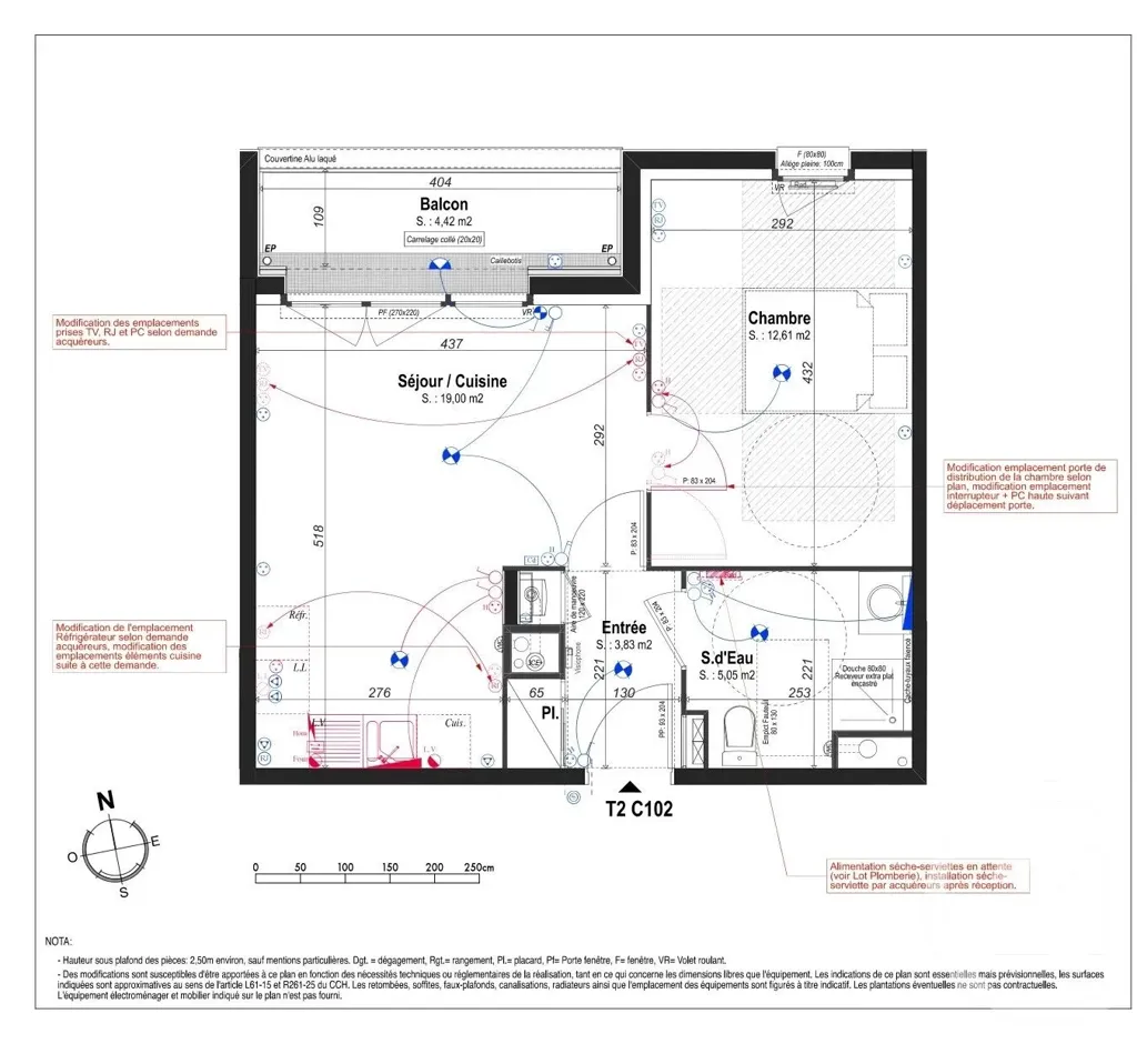 Plan - Appartement F2 avec Balcon à Pessac