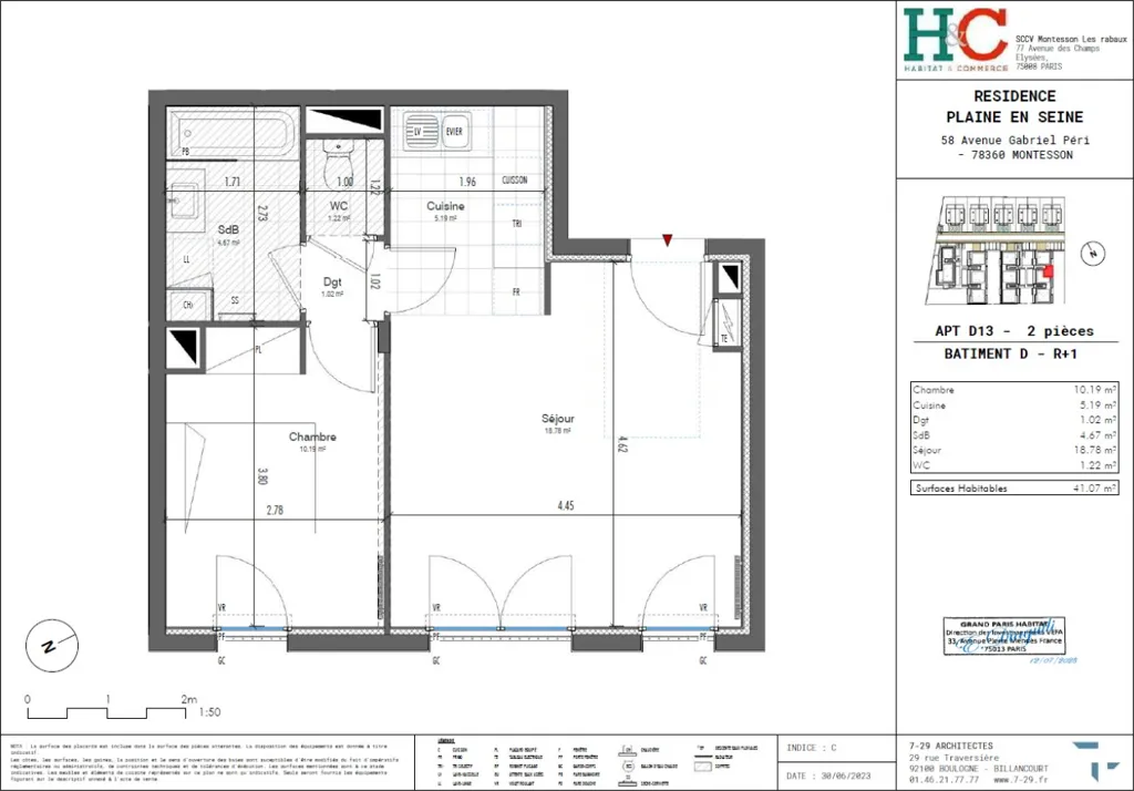 Plan - Appartement 2 Pièces avec Parking à Montesson Centre
