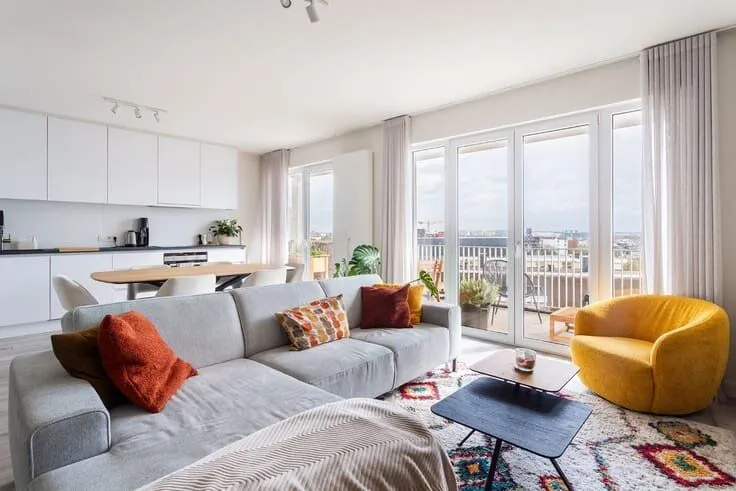 Living Room - Apartment with Canal View in Antwerp