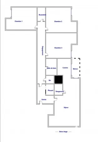 Planimetria - Secure 4-Bedroom Apartment with Balcony in Gonesse