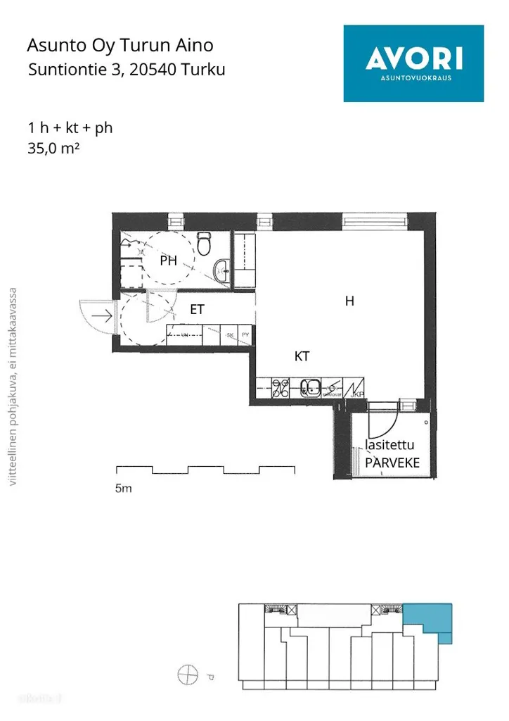 Studio Flat with Balcony in Turku