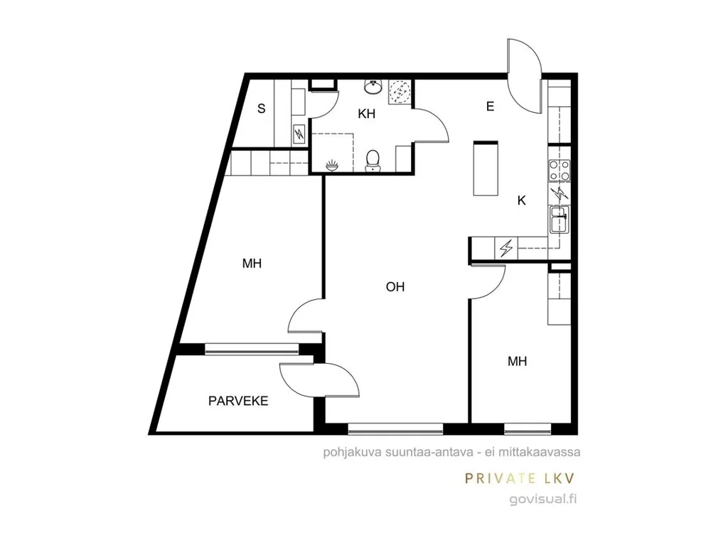 Plan - 3-Bedroom Apartment with Balcony in Espoo Tuomarila