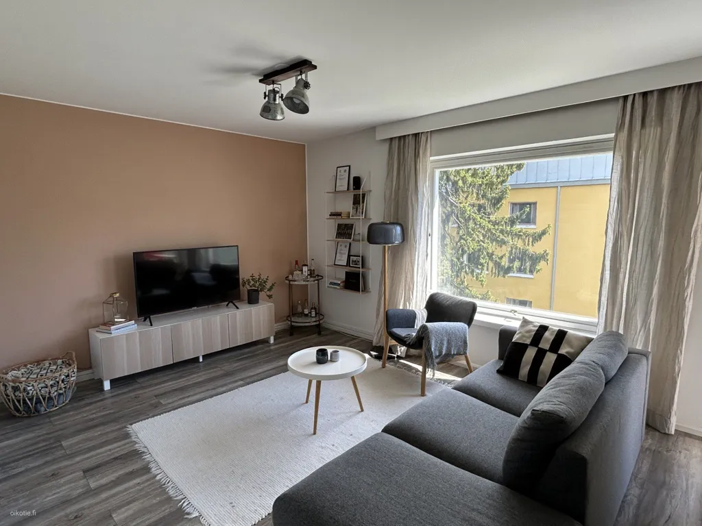 Living Room - Renovated Apartment with Balcony in Tapiola
