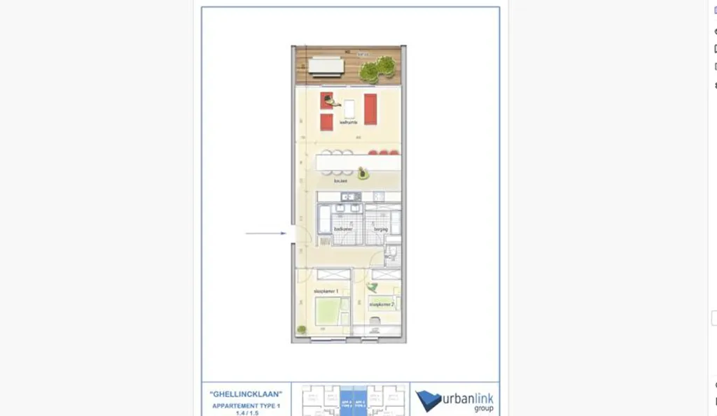 Planimetria - Flat with Terrace in St-Denijs-Westrem