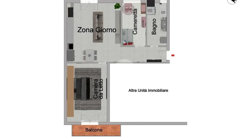 Plaan - Rear-Facing Two-Bedroom Flat in Bollate