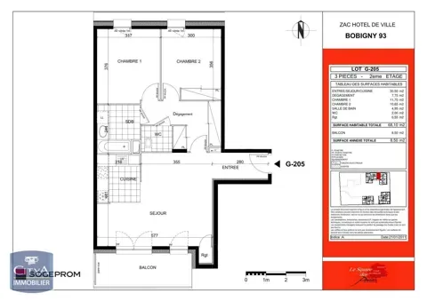 Floor Plan - Modern Apartment with Balcony in Bobigny