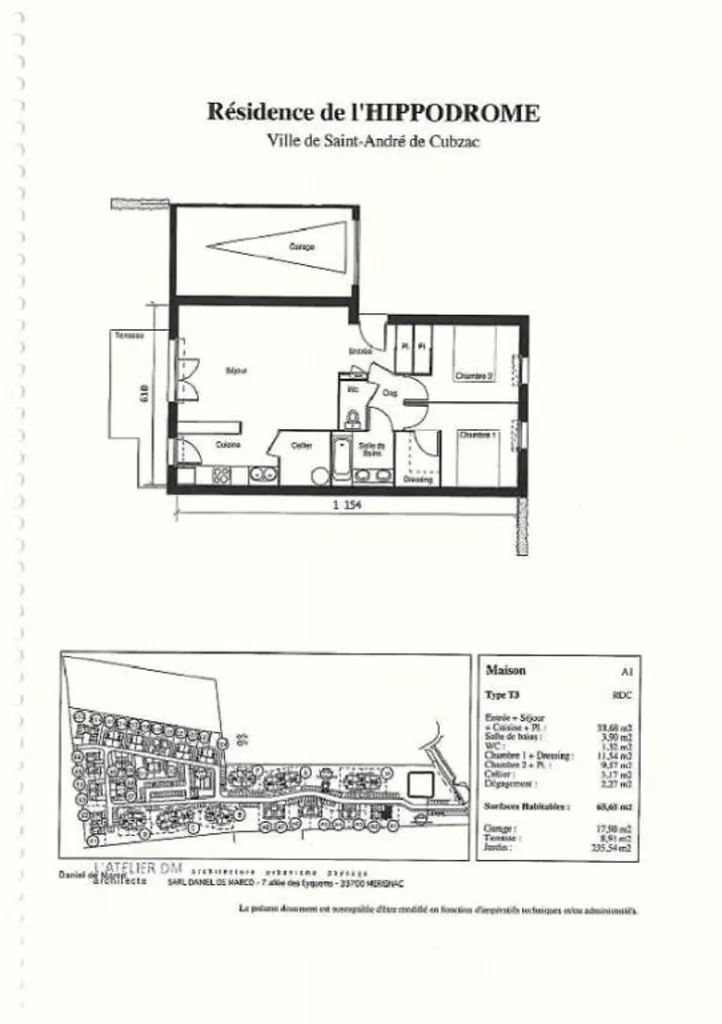Plan - Villa T3 avec Piscine à Saint-André-de-Cubzac