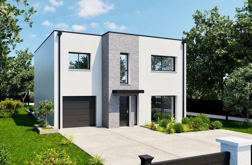 Contemporary House with Solar Panels in Longperrier