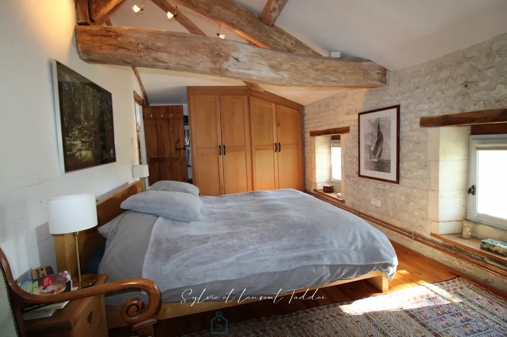 Bedrooms - Stone House with Pool near Montendre