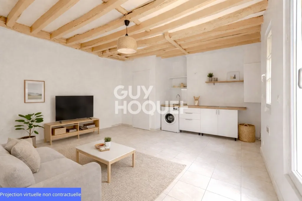 Living Room - Studio with Courtyard in Paris 12