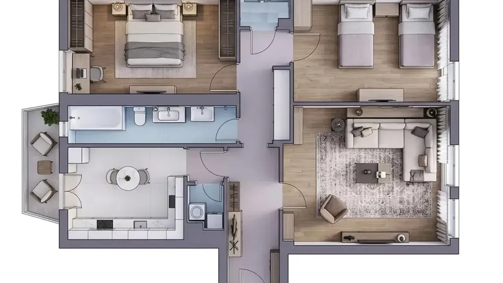 Plan - Spacious Trilocale with Balcony in Milan