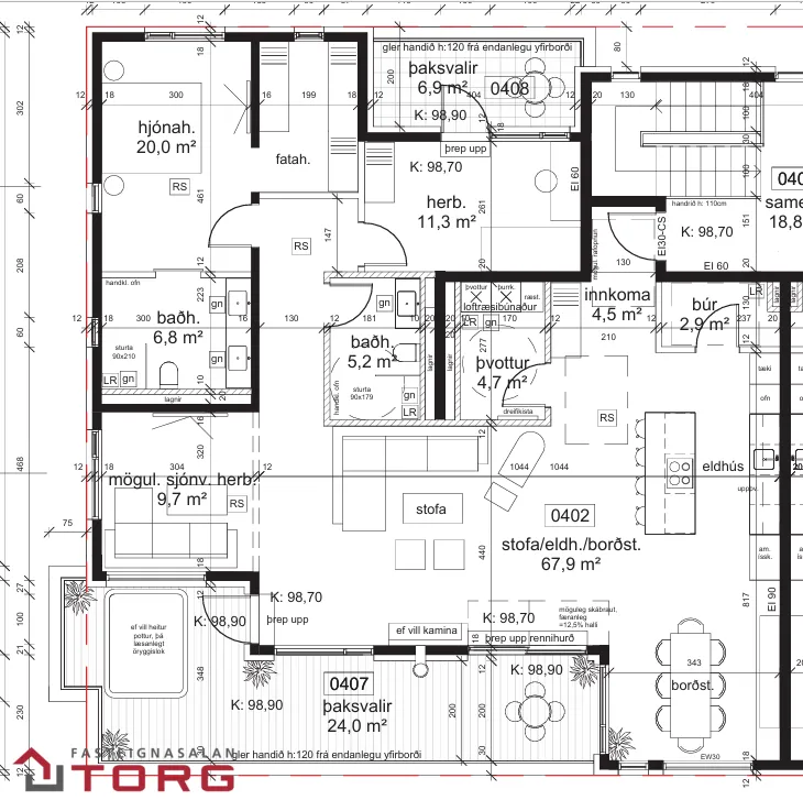 Floor Plan - Penthouse with South-West View in Garðabær
