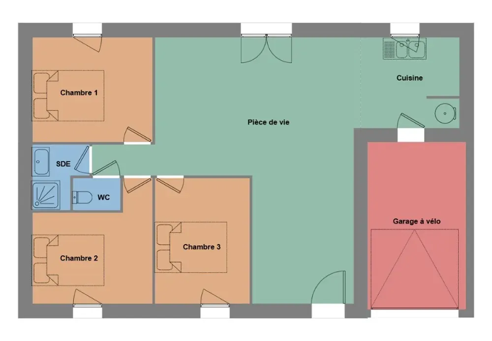 Plaan - Modern Flat-Plan House with Garden in Iffendic