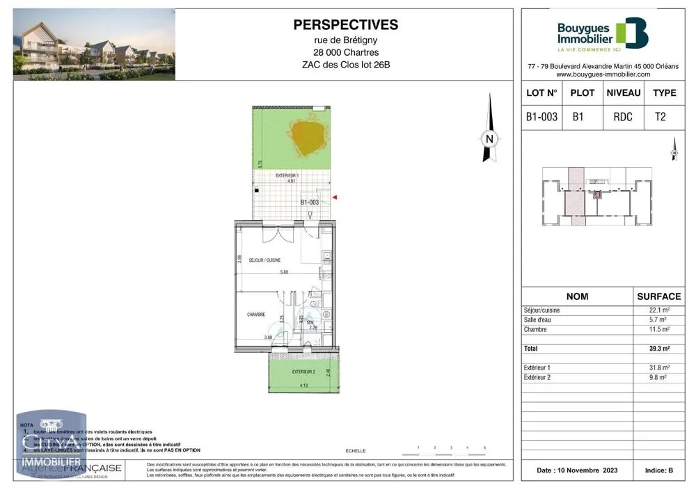 Appartement avec jardin et parking à Chartres