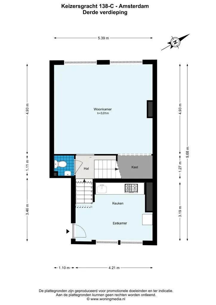 Floor Plan - Renovated Apartment with Garden View in Amsterdam