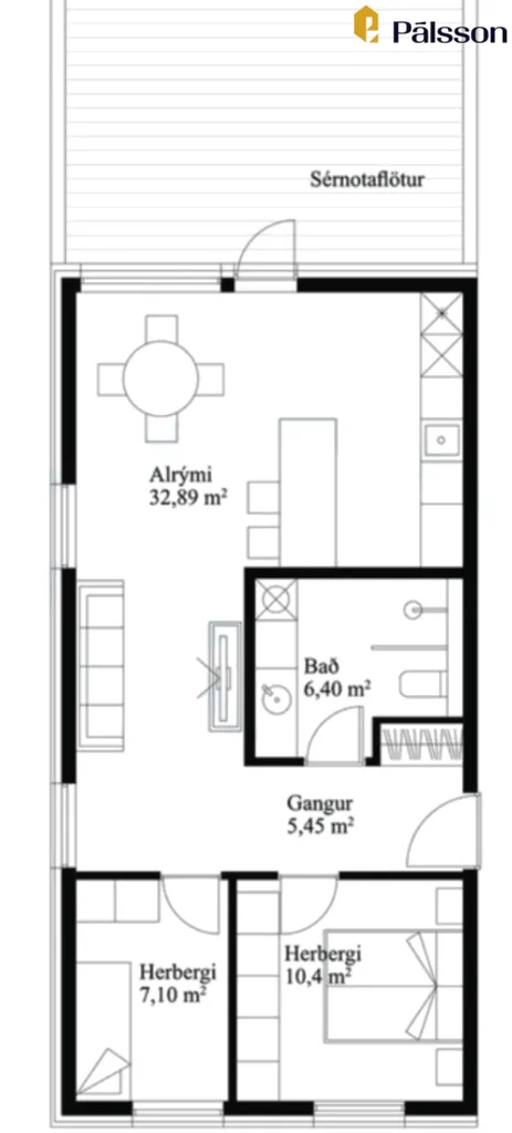 3-toaline korter asukohas Þorlákshöfn
