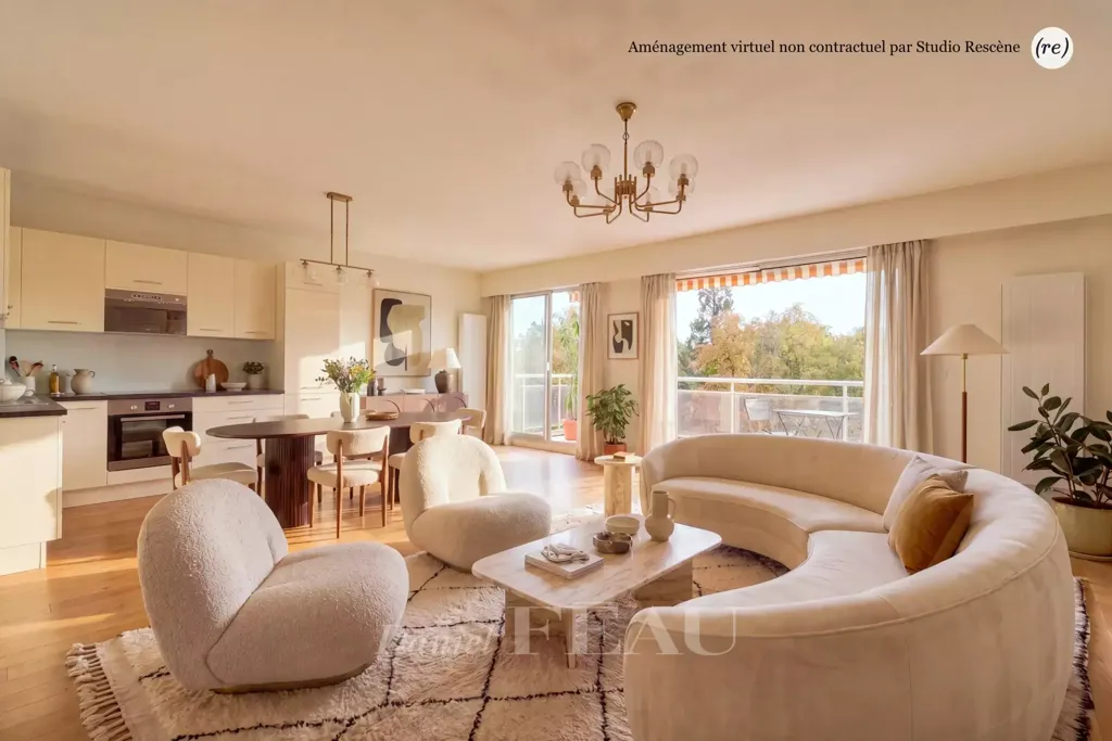 Living Room - 2-Bed Apartment with Balconies in Daumesnil