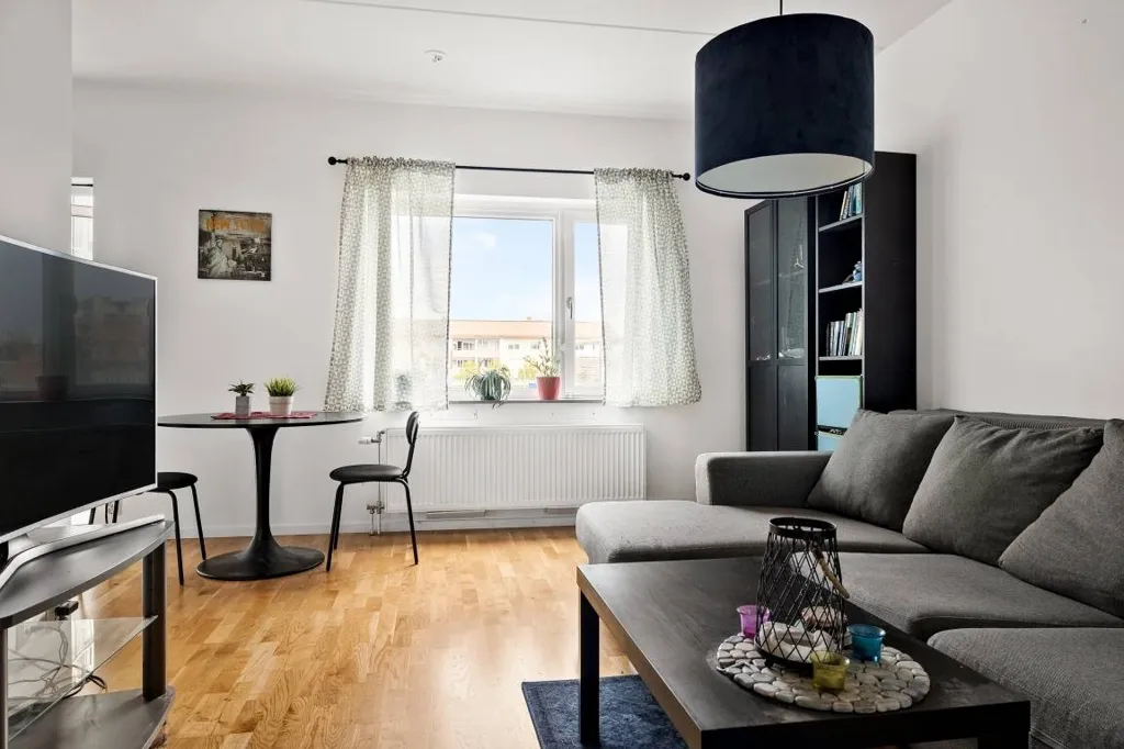 Living Room - Modern Flat with Balcony in Enköping Centre