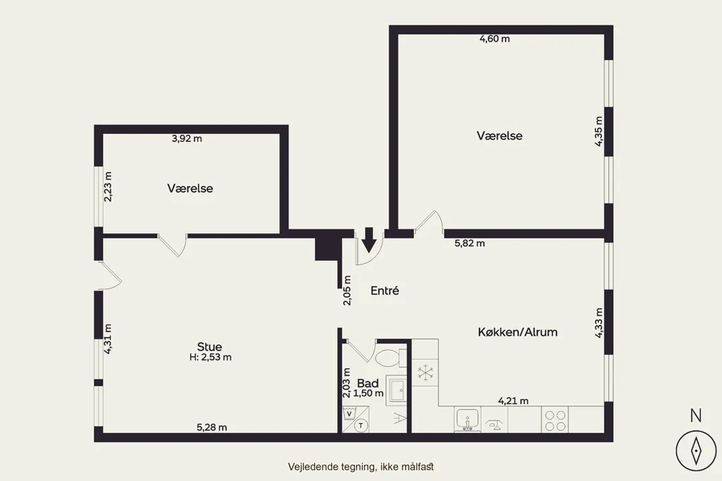 Plaan - Condo with French Balcony in Hillerød