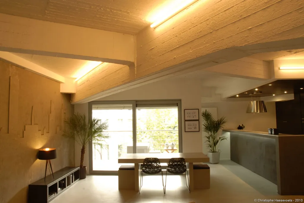 Séjour - Loft Moderne Meublé avec Terrasse à Bruxelles