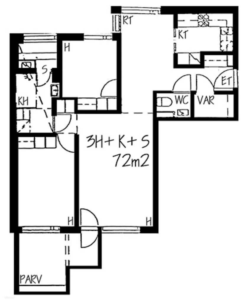 Planimetria - Triangular Apartment with Private Sauna in Vuosaari