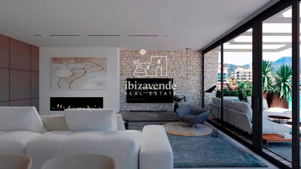 Séjour - New Build Apartment with Sea View in San Antonio