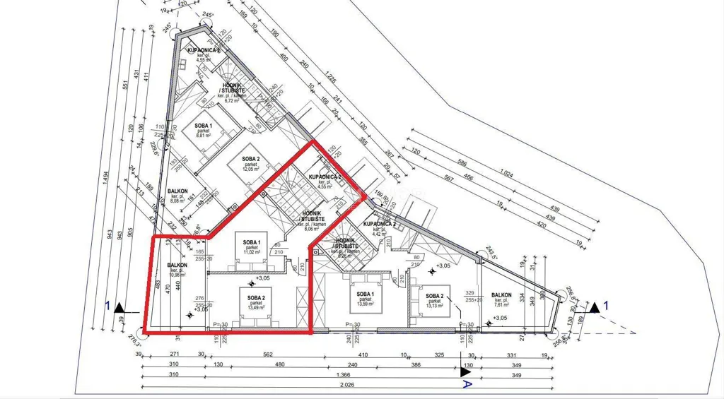 Floor Plan - Two-Bedroom Manor with Sea View in Punat