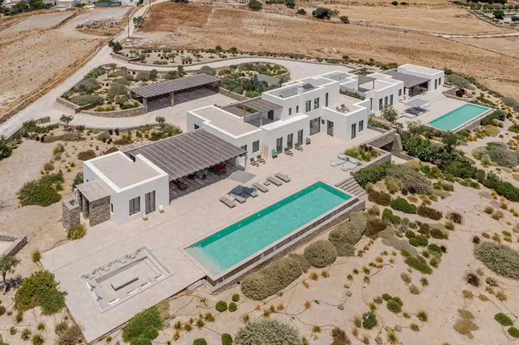 Vue aérienne - Contemporary Cycladic House with Pool in Paros