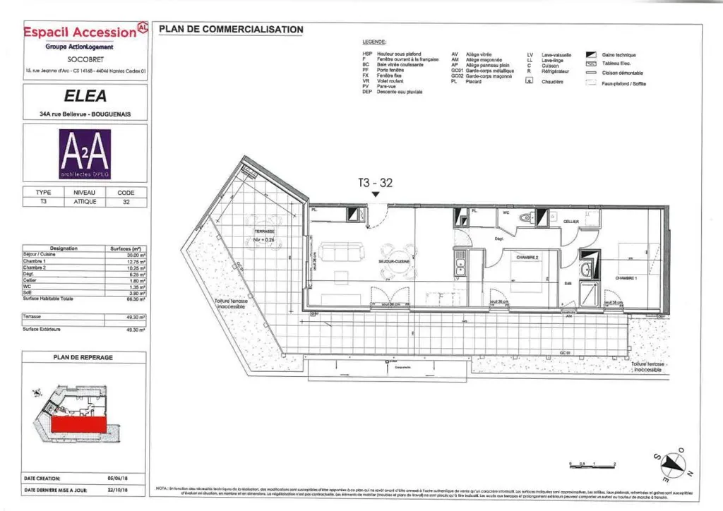 Plaan - T3 Apartment with Terrace in Bouguenais