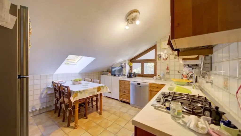 Cuisine - Apartment with Terraced View in Villarbasse