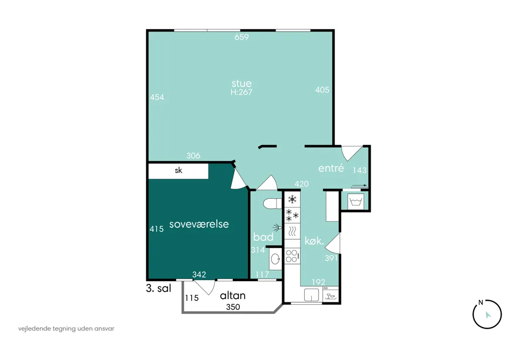 Floor Plan - 2-room apartment in Aalborg