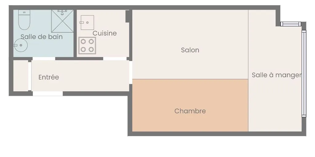 Plan - Studio avec Salle de Nuit à Ukkel, Près du Ter Kamerenbos