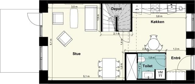 Plan - Four-Bedroom House with Terrace in Taastrup