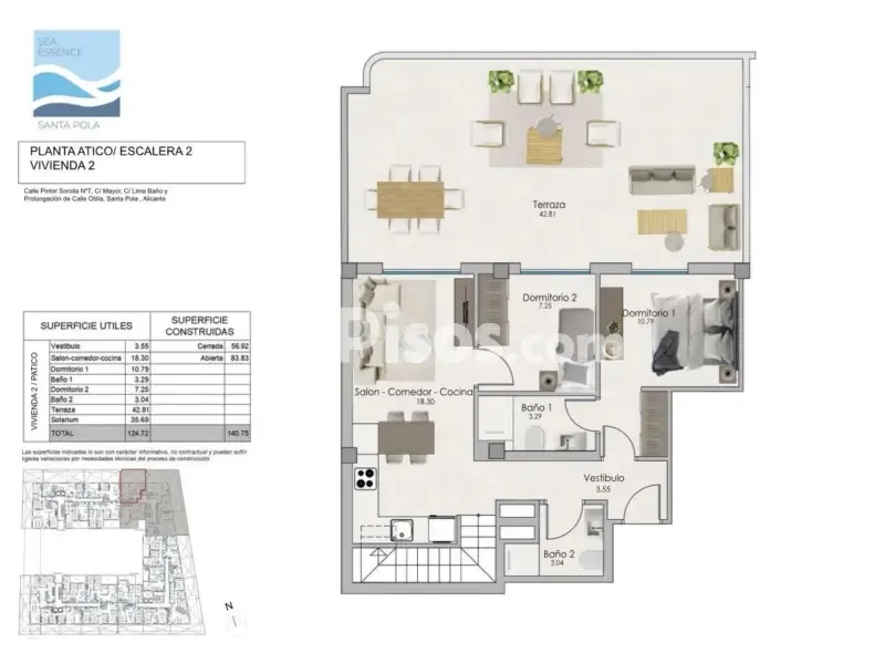 Plaan - Penthouse with Terrace in Santa Pola