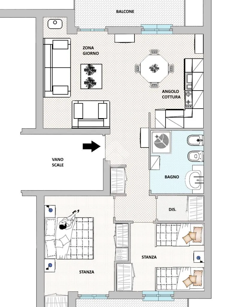 Plan - 3-Room Apartment with Balconies in Andalo
