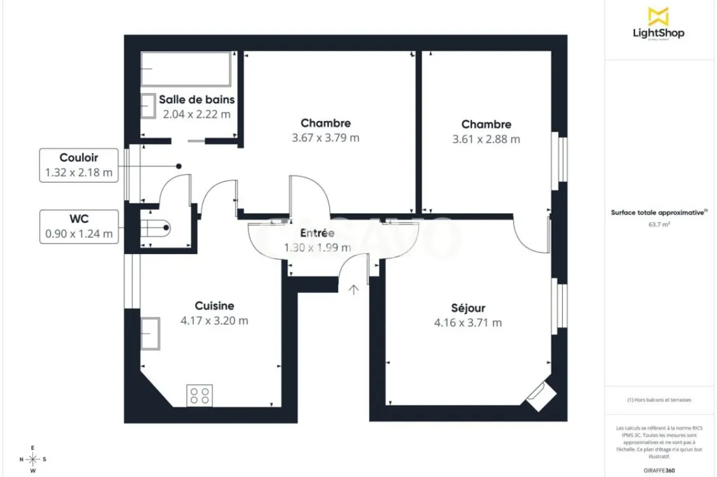 Floor Plan - Charming 3-Piece Apartment in Chantenay, Nantes
