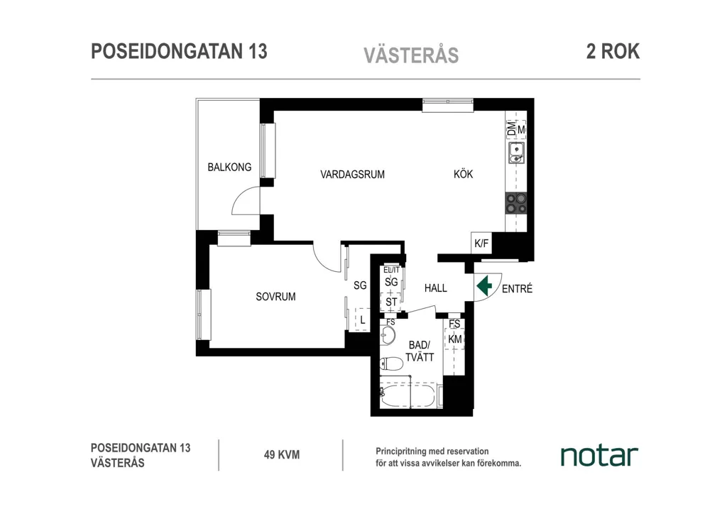 Plan - Modern Flat with South-Facing Balcony in Västerås