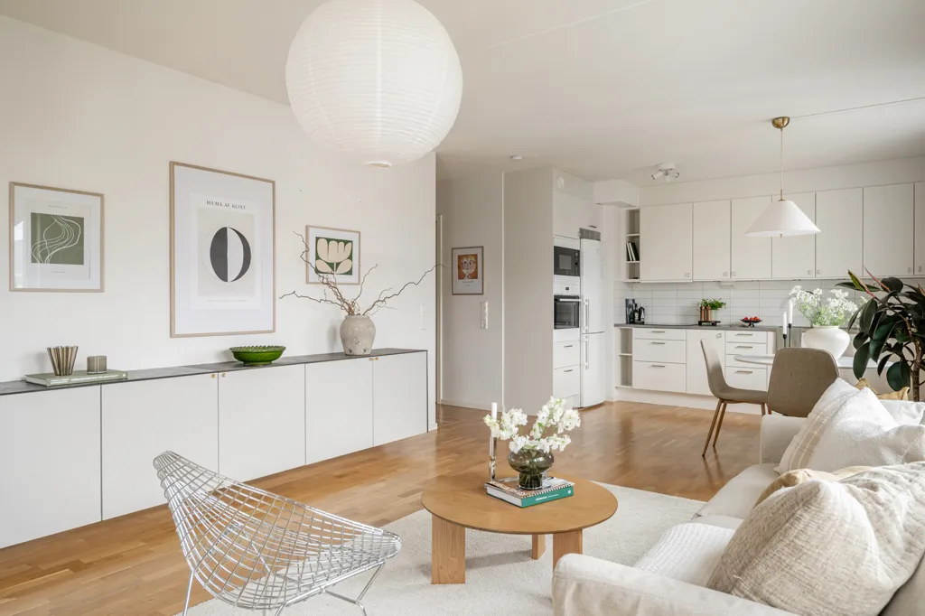 Living Room - Apartment with West-Facing Balcony in Sundbyberg