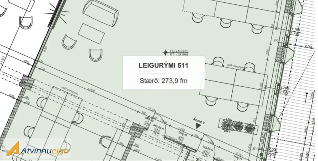 Plan - Modern Office Space with South View in Reykjavik